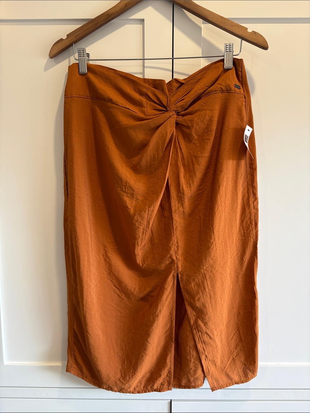 Mexx Brown Unlined  Twist-Front Midi Skirt Size Medium
